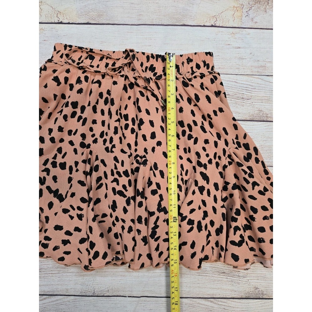 Main Strip Women's Pink/Black Cheetah Animal Print Ruffle Mini Skort Siz M Lined - Picture 7 of 9